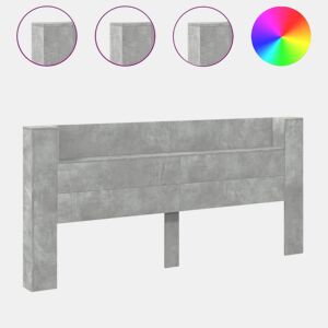 Armário Cabeceira - Cabeceira de cama c luzes LED 220x16,5x103,5 cm cinza cimento
