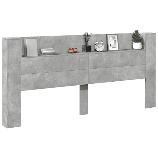 Armário Cabeceira - Cabeceira de cama c luzes LED 220x16,5x103,5 cm cinza cimento