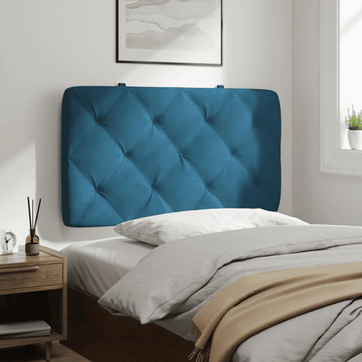 Almofadão de Cabeceira - Cabeceira de cama 90 cm veludo azul