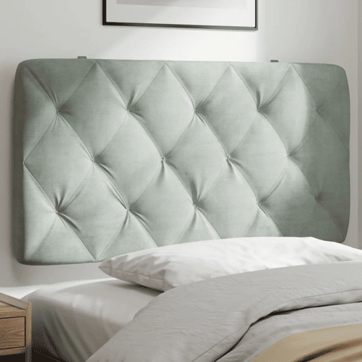 Almofadão de Cabeceira - Cabeceira de cama 100 cm veludo cinzento-claro