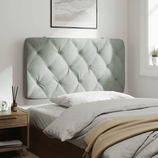 Almofadão de Cabeceira - Cabeceira de cama 100 cm veludo cinzento-claro