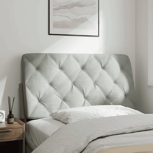 Almofadão de Cabeceira - Cabeceira de cama 100 cm veludo cinzento-claro