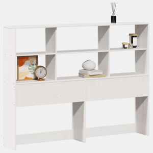 Cabeceira - Cabeceira de cama com arrumação 160 cm madeira de pinho maciça branco
