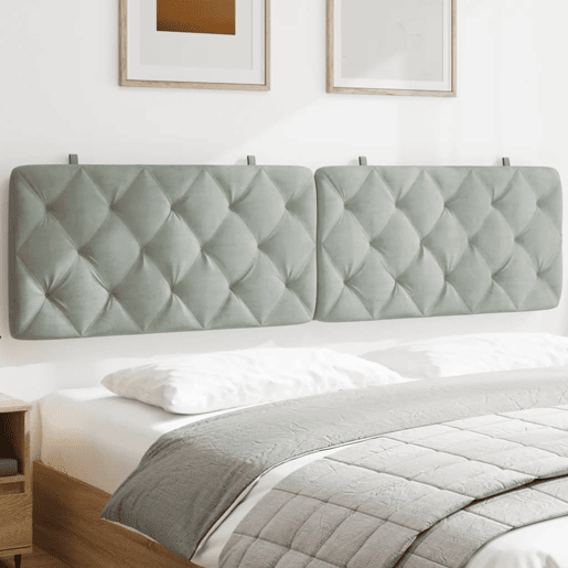 Almofadão de Cabeceira - Cabeceira de cama 200 cm veludo cinzento-claro