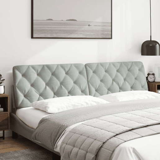 Almofadão de Cabeceira - Cabeceira de cama 200 cm veludo cinzento-claro