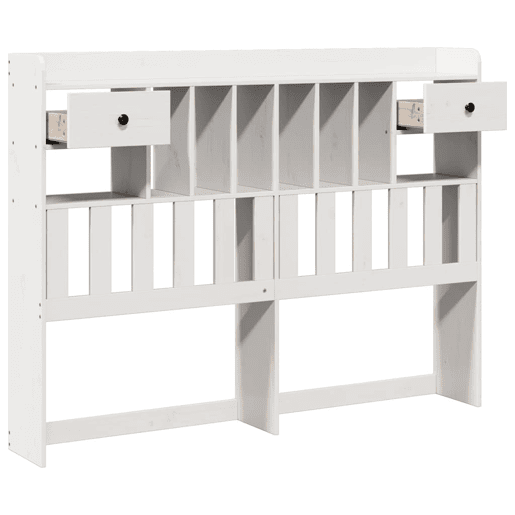 Cabeceira - Cabeceira de cama com arrumação 150 cm madeira de pinho maciça branco
