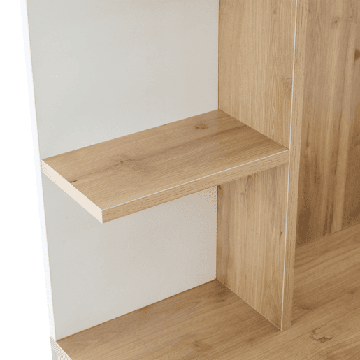 Cabideiro 75x33x180 cm - Com armário, arrumação para sapatos, com cabides, 5 compartimentos de arrumação, cor madeira original + branco