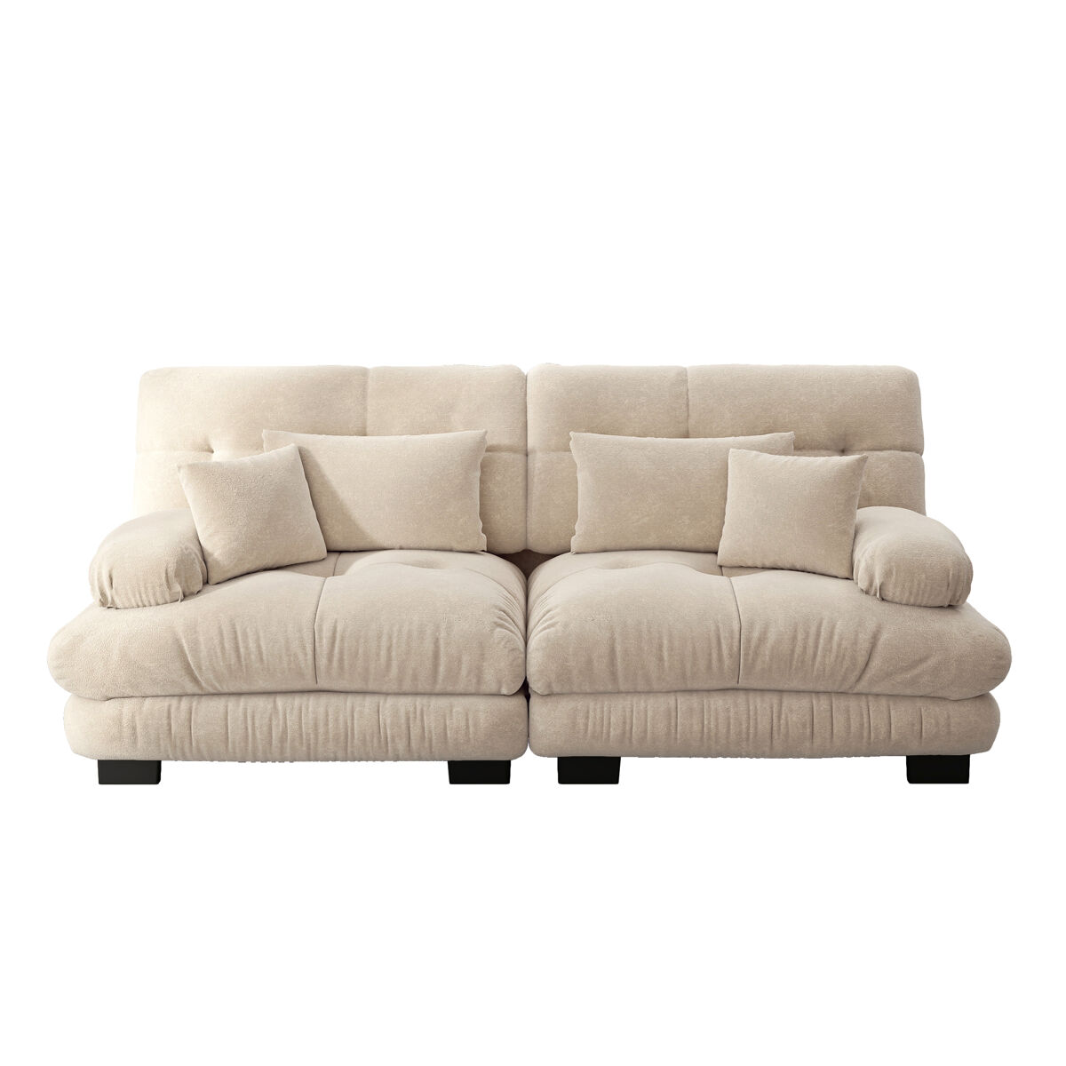 sofa esquinero cloud - chenille 2 cojines lumbares y 2 cojines decorativos marco de madera maciza - marron claro