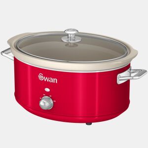 SWAN SF17031RNEU Retro Slow Cooker 6,5L, Panela de Cerâmica Antiaderente sem PFOA e PTFE, 320, Vermelho