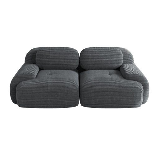 Sofá loveseat 82'' - Modular combinável, com braços curvos, base antiderrapante e estofamento elástico, para sala, quarto e cinema em casa - Cinza