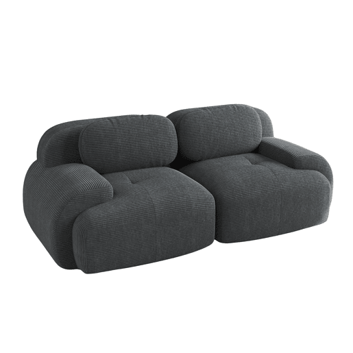 Sofá loveseat 82'' - Modular combinável, com braços curvos, base antiderrapante e estofamento elástico, para sala, quarto e cinema em casa - Cinza