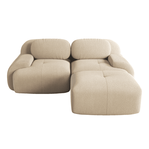 Sofá de canto 82'' - Modular, com braços curvos, sem montagem, espuma viscoelástica, para sala de estar, áreas de descanso e quarto - Bege