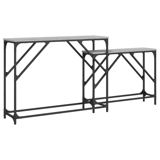 2pcs Mesas Consola - Mesas De Entrada de encastrar deriv. madeira cinzento sonoma
