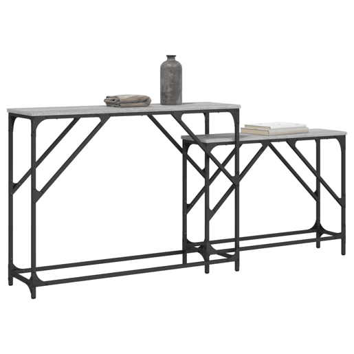 2pcs Mesas Consola - Mesas De Entrada de encastrar deriv. madeira cinzento sonoma