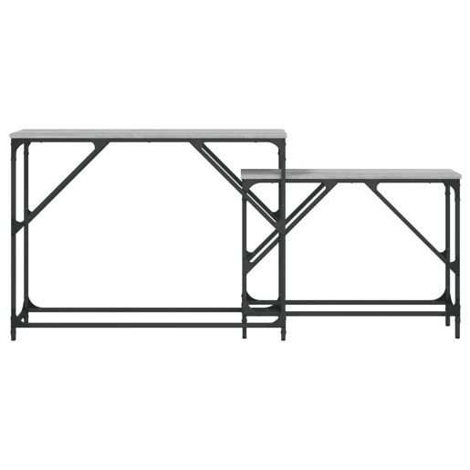 2pcs Mesas Consola - Mesas De Entrada de encastrar deriv. madeira cinzento sonoma