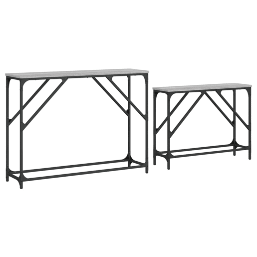 2pcs Mesas Consola - Mesas De Entrada de encastrar deriv. madeira cinzento sonoma