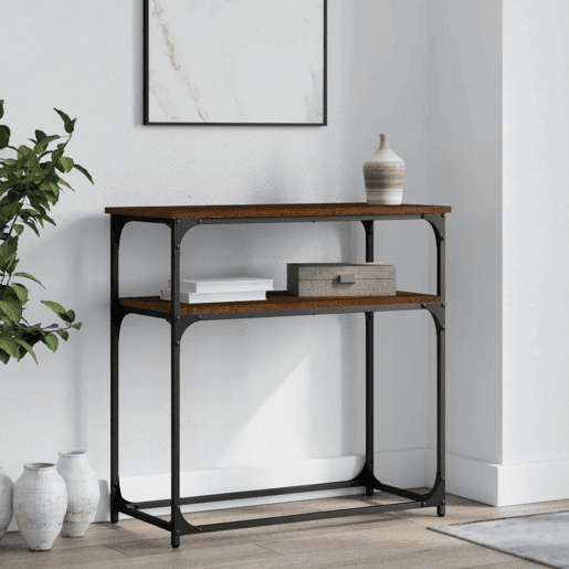 Mesa Consola - Mesa De Entrada 75x35,5x75 cm derivados madeira carvalho castanho