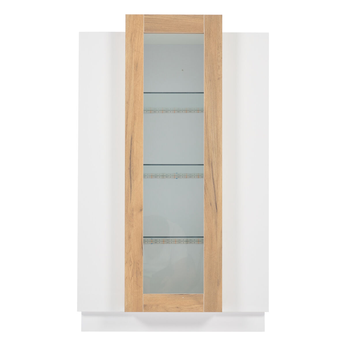 Mueble de salón 74x40x120 cm - vitrina con 3 puertas, led, estante de vidrio y cajón - alto brillo