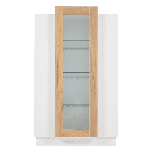 Móvel de sala 74x40x120 cm - Vitrine com 3 portas, LED, prateleira de vidro e gaveta - Alto brilho