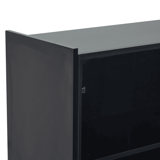 Vitrine LED moderna 120 cm - Com iluminação LED de 16 cores, vitrine de vidro com portas de vidro e porta basculante - Preto