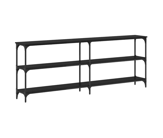 Mesa consola - mesa de entrada con estante roble negro 200 x 29 x 75 cm