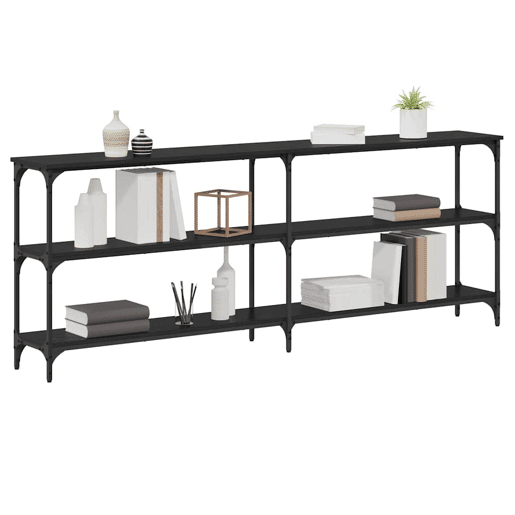 Mesa Consola - Mesa De Entrada com prateleira Carvalho preto 200 x 29 x 75 cm