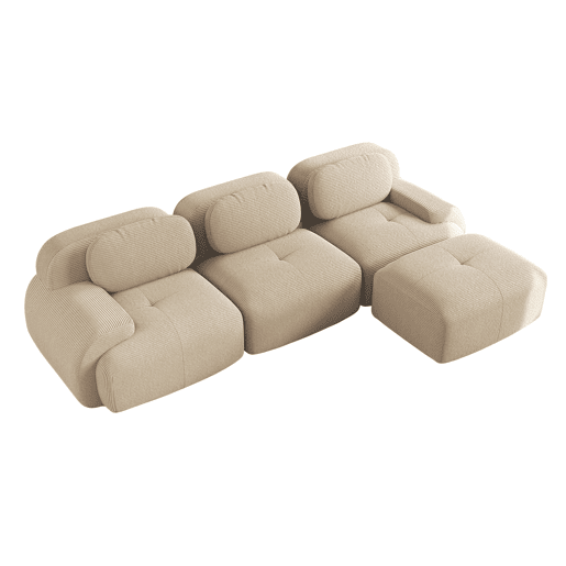 Sofá modular de canto - ergonómico, adequado para animais de estimação, braços extra largos - Bege