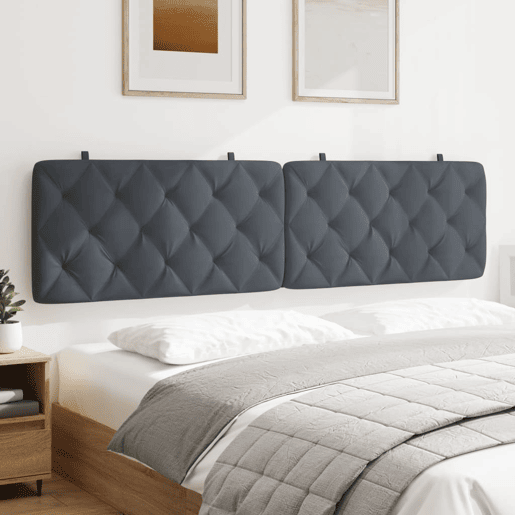 Almofadão de Cabeceira - Cabeceira de cama 200 cm veludo cinzento-escuro