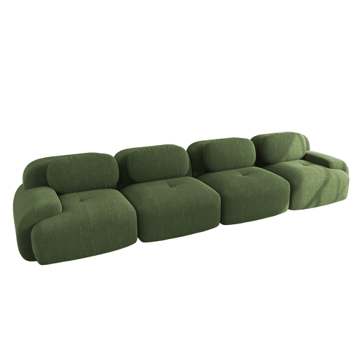 Sofá de 4 lugares - Veludo cotelê macio, acolchoado elástico 32D, adequado para animais de estimação e ergonómico, embalado a vácuo - Verde