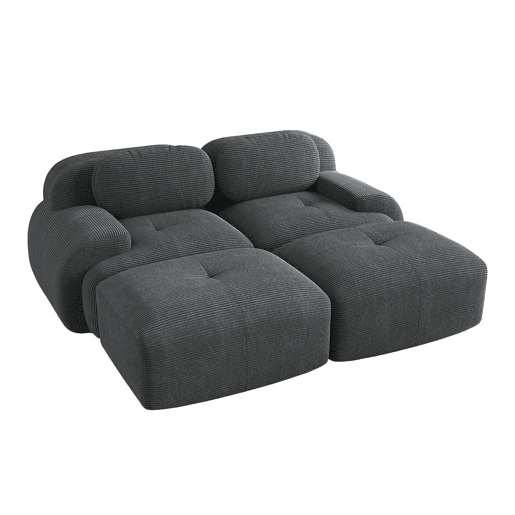 Sofá modular de 2 lugares - com chaise longue, antiderrapante, ergonómico - Cinza