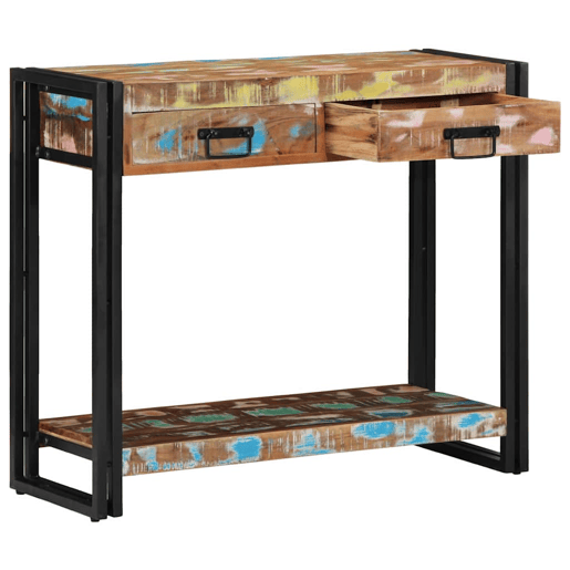 Mesa Consola - Mesa De Entrada Multicolor 90 x 33 x 75 cm Madeira recuperada maciça