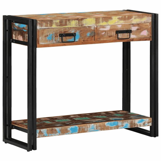Mesa Consola - Mesa De Entrada Multicolor 90 x 33 x 75 cm Madeira recuperada maciça