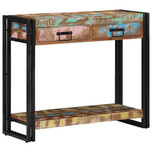 Mesa Consola - Mesa De Entrada Multicolor 90 x 33 x 75 cm Madeira recuperada maciça