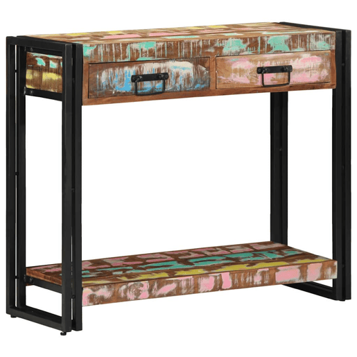 Mesa Consola - Mesa De Entrada Multicolor 90 x 33 x 75 cm Madeira recuperada maciça