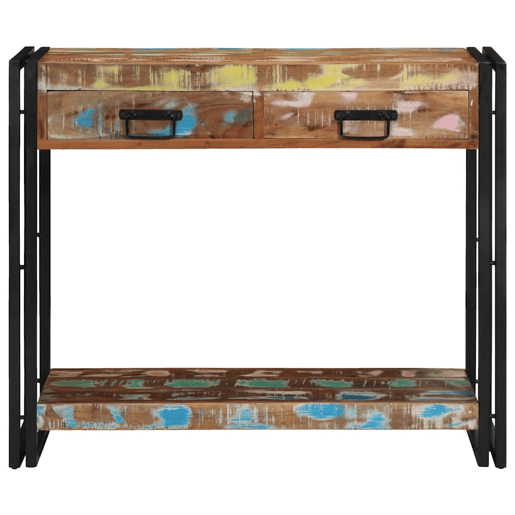 Mesa Consola - Mesa De Entrada Multicolor 90 x 33 x 75 cm Madeira recuperada maciça