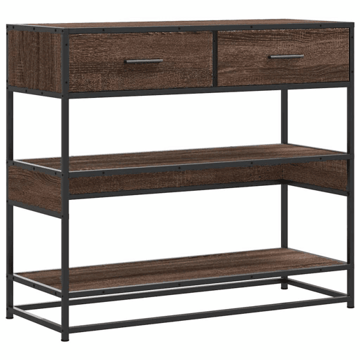 Mesa Consola - Mesa De Entrada 90x35x80 cm derivados madeira carvalho castanho
