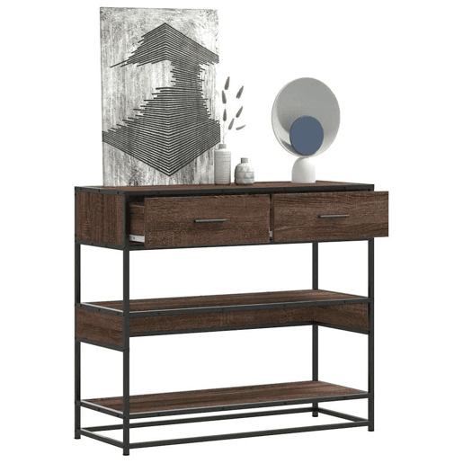 Mesa Consola - Mesa De Entrada 90x35x80 cm derivados madeira carvalho castanho