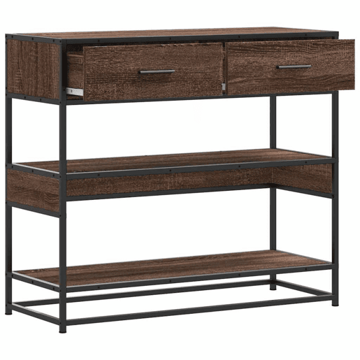 Mesa Consola - Mesa De Entrada 90x35x80 cm derivados madeira carvalho castanho