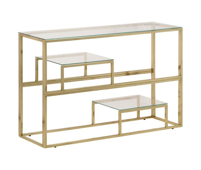 Mesa consola - mesa de entrada acero inoxidable dorado y vidrio templado