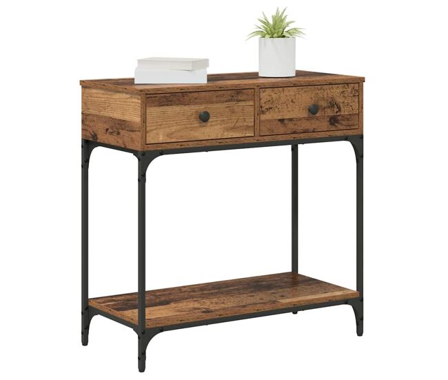 Mesa consola - mesa de entrada con cajón madera vieja 75 x 34.5 x 75 cm