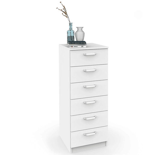 Briebe Prakt Cômoda de Quarto, Sinfonier 6 Gavetas, 110x40x40 cm, Quarto Casal, Juvenil, Infantil, , Branco