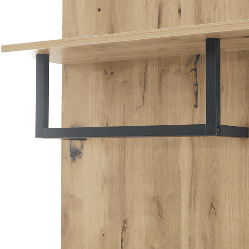 Conjunto de guarda-roupa 100x38,5x190 cm - com espelho, sapateira, armário de entrada, prateleira suspensa, 1 gaveta e 2 armários, muito espaço de arrumação - Branco + Madeira Original