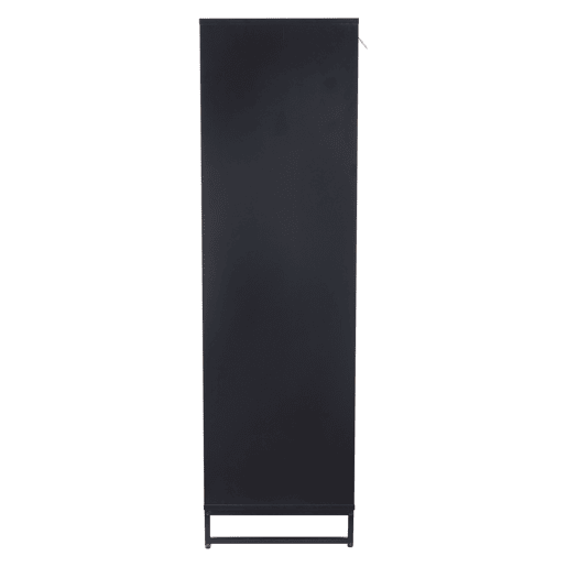 Vitrine 80x40x138 cm - Com LED, 2 gavetas, com acrílico e grande capacidade de armazenamento - Preto + Veios de madeira