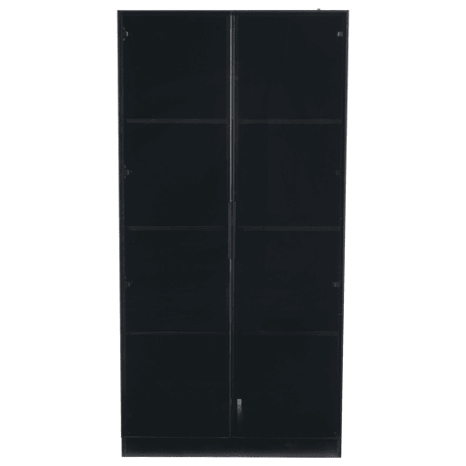 Vitrine de vidro 80x40x160 cm - Vitrine de porta dupla com iluminação LED APP, prateleiras móveis - Cor preta