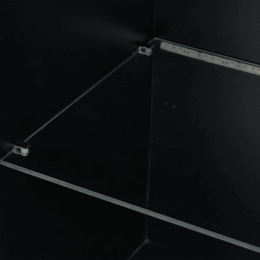 Vitrine alta 45x35x160 cm - LED, 1 prateleira de vidro - Preto brilhante