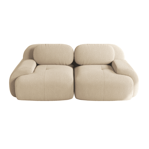 Sofá loveseat 82'' - Modular com braços curvos, antiderrapante, com almofada altamente elástica - Bege