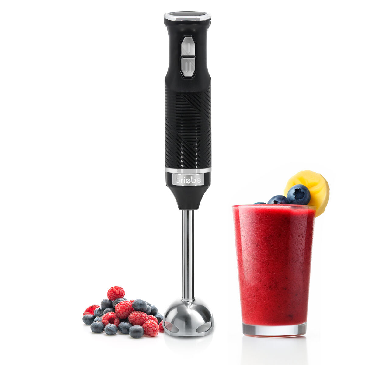 Briebe hb1173blk batidora de mano brazo desmontable, cuchillas de corte en acero inoxidable diseño ergonómico, 600, negro