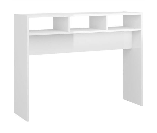 Mesa consola - mesa de entrada madera de ingeniería blanco brillo 105x30x80 cm
