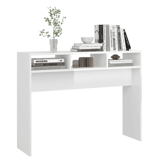 Mesa Consola - Mesa De Entrada 105x30x80 cm derivados de madeira branco brilhante