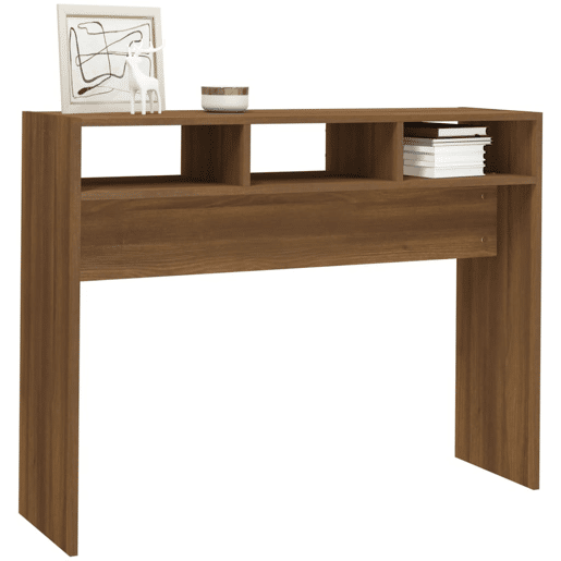 Mesa Consola - Mesa De Entrada 105x30x80cm derivados de madeira carvalho castanho
